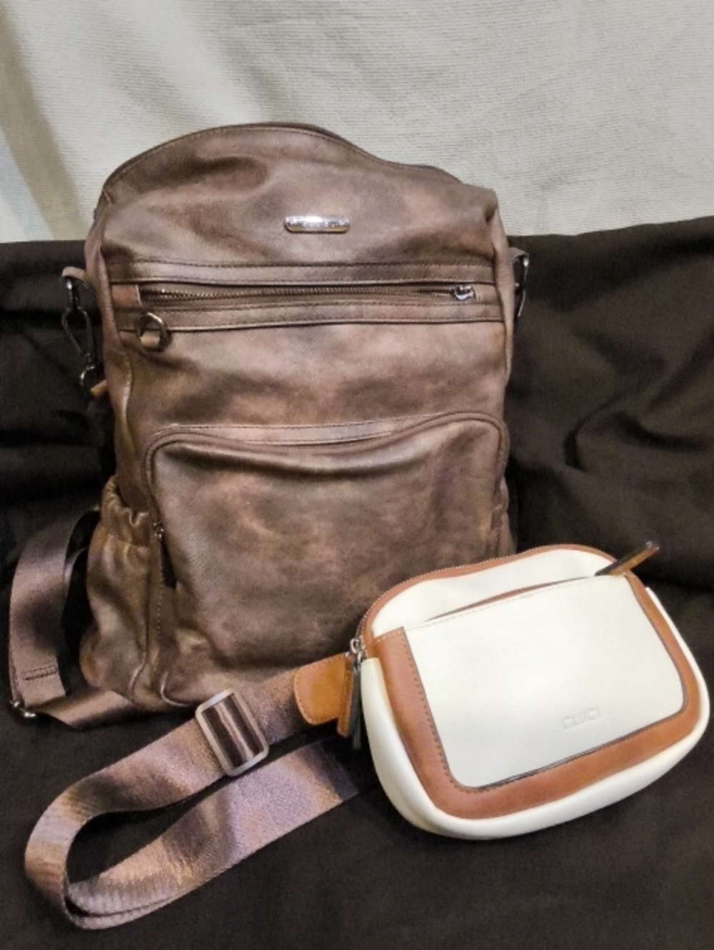 Cluci, Brown Backpack And Crossbody Belt/Bag Goodcondition BundledTogether $$